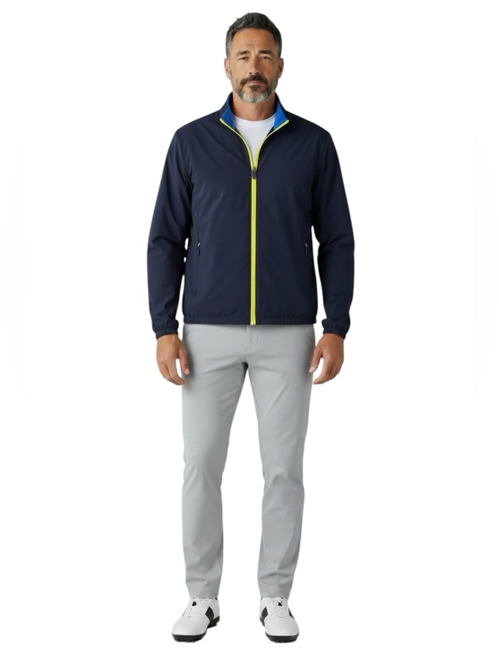 Greyson Trailwolf Golf Jacket Navy Blue Nylon Wind Water Resistant Mens Size L